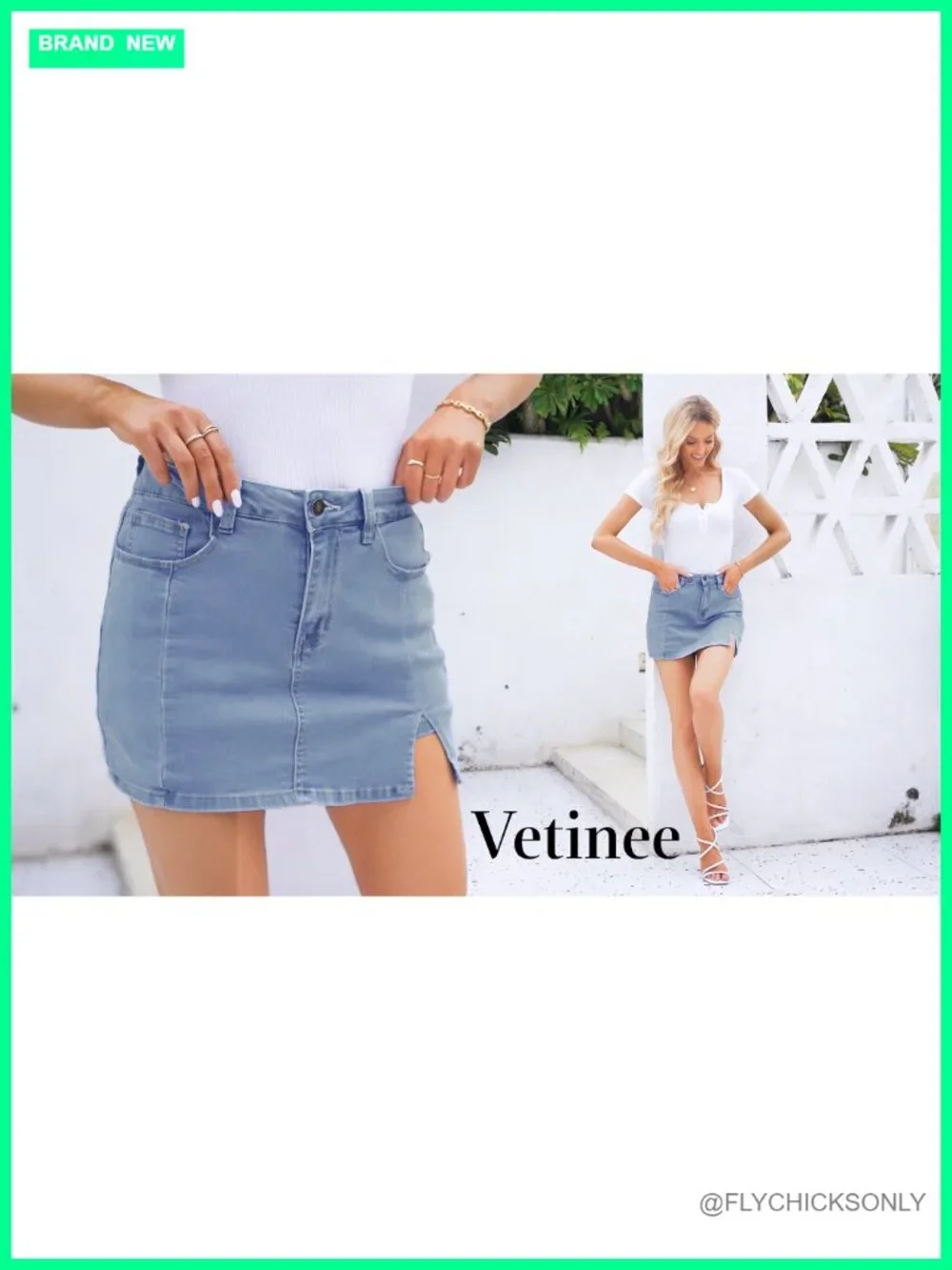 High Waisted Denim Skort with Slit Stretchy Y2K Summer Skirt Shorts